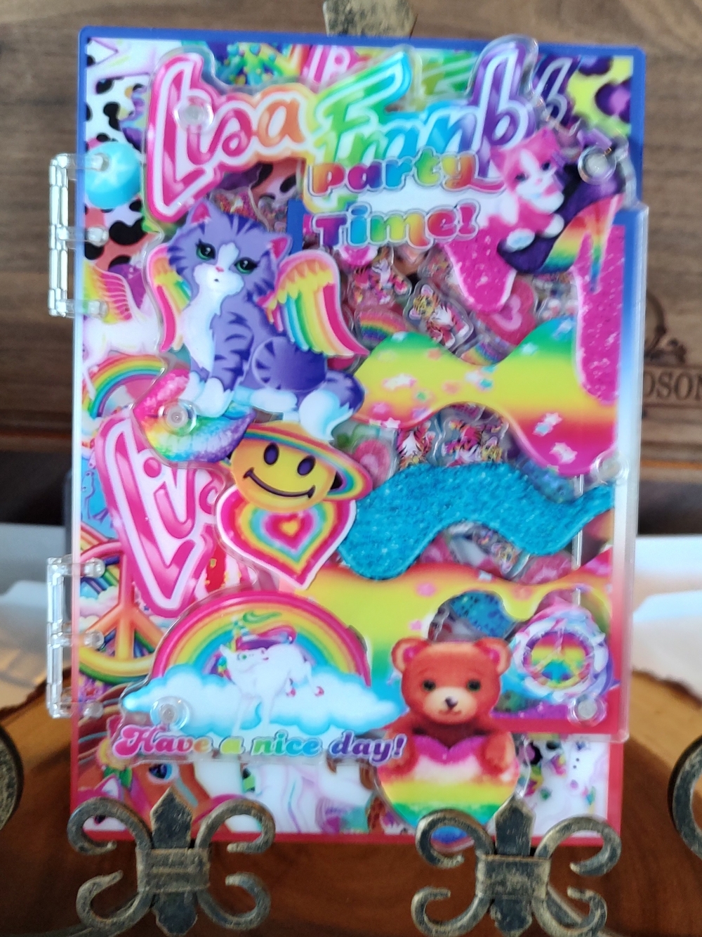 New! Lisa Frank Colorful Rainbow A5 Shaker Notebook - Party Time Design